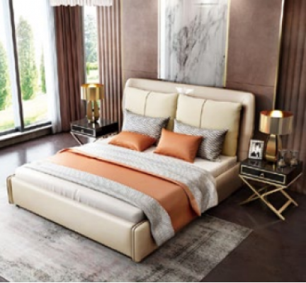 Luxe slaapkamer ontwerper tweepersoonsbed bed 180/200x200cm leer metaal
