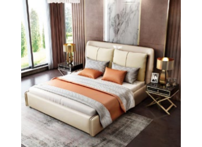 Luxe slaapkamer ontwerper tweepersoonsbed bed 180/200x200cm leer metaal