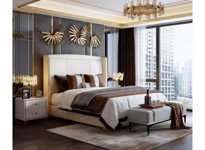 Luxe slaapkamerbed gestoffeerd ontwerp decoratie Luxe tweepersoons hotelhuwelijksbedden