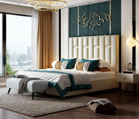 Luxe slaapkamer tweepersoonsbed 150/180x200cm metaal nieuw hotel