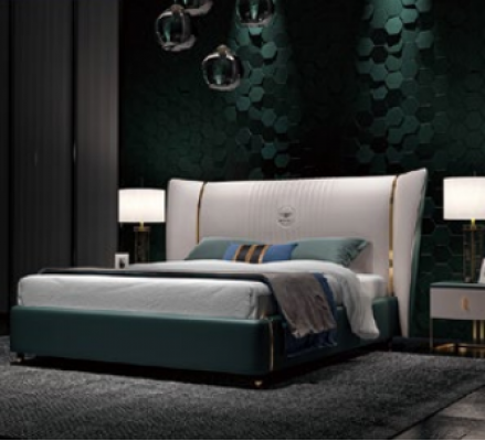 Luxe slaapkamer tweepersoonsbed 180/200x200cm leer metaal nieuw