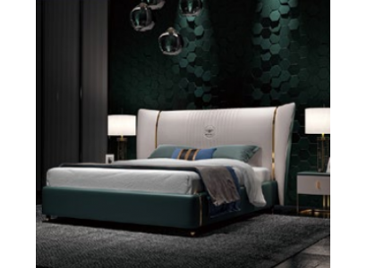Luxe slaapkamer tweepersoonsbed 180/200x200cm leer metaal nieuw