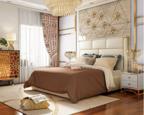 Ontwerper dubbel bed hotel luxe slaapkamer 180x200cm leer metaal