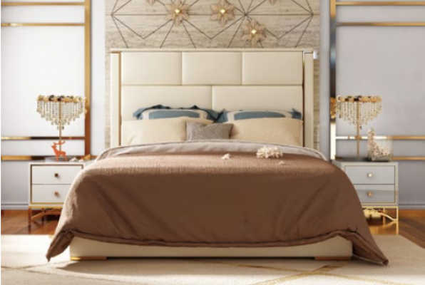 Ontwerper dubbel bed hotel luxe slaapkamer 180x200cm leer metaal