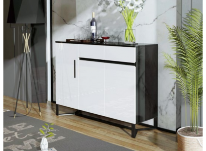 Kommode Sideboard Highboard Schrank Anrichte 3 Türen 2 Schubladen  Dressoir Sideboard Hoge kast Kast Dressoir 3 deuren 2 laden.