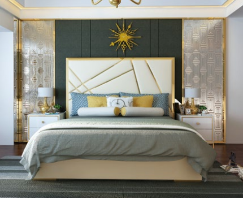 Ontwerpers Tweepersoonsbed Bed Hotel Decoratie Luxe Slaapkamer 180/200x200cm Leer