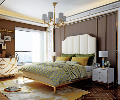 Beddengoed Decoratie Ontwerp Luxe Tweepersoons Hotelbedden Slaapkamer Leer