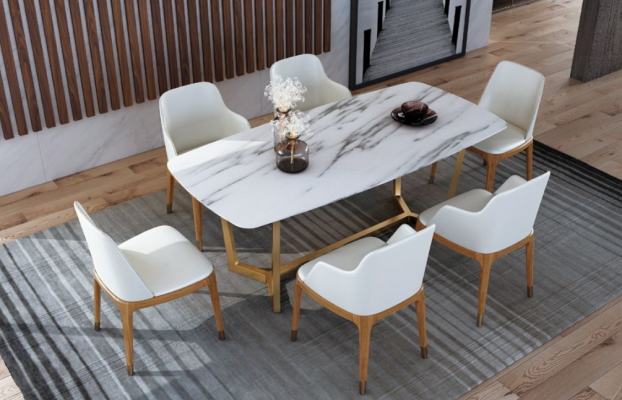 Luxe design roestvrijstalen metalen eettafel tafels woonkamer 160x90cm.