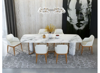 Compleet set eettafel + 6 stoelen eetkamerset eetgroep houten tafel