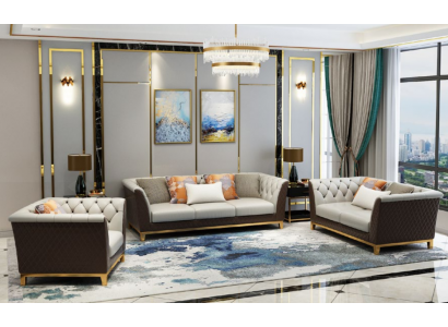 Bank Bankstel Zitkussen Complete Set 3+2+1 Bankstellen Ontwerp Chesterfield