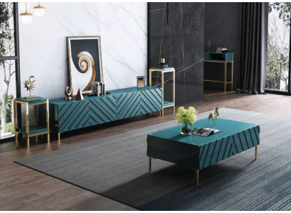 Dressoir 2x bijzettafel salontafel ontwerper woonkamer metaal