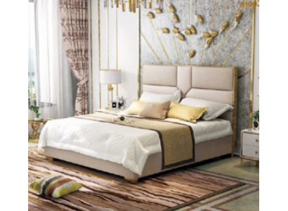 Luxe design leren bed metaal goud bedden gestoffeerd hotel 180x200cm