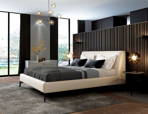 Tweepersoonsbed Bedden Ontwerp Bed Leder Bekleding Slaapkamer Huwelijk Italiaans