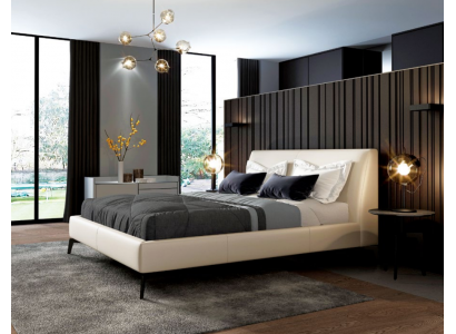 Tweepersoonsbed Bedden Ontwerp Bed Leder Bekleding Slaapkamer Huwelijk Italiaans