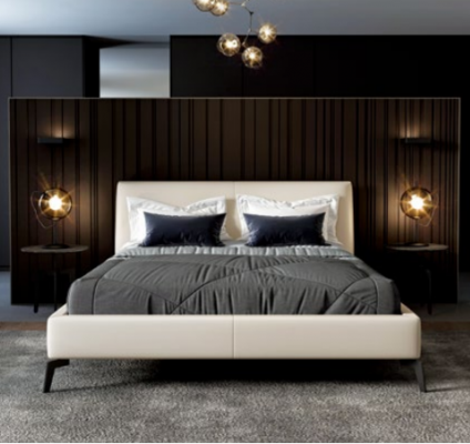 Tweepersoonsbed Bedden Ontwerp Bed Leder Bekleding Slaapkamer Huwelijk Italiaans