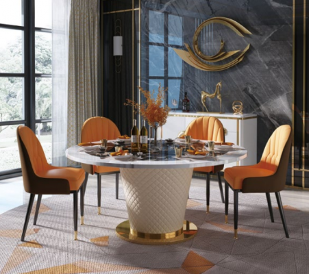 Designer Eetkamerstoel Set Tafels Fauteuils 4x Stoelen Tafel Set
