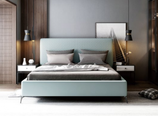 Tweepersoonslederen bed lederen bedden bed lederen bekleding slaapkamer huwelijk.
