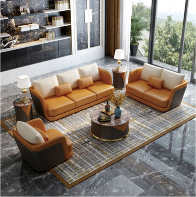 Edel luxe klasse woonkamer set bankstel bank bekleding 6-delig.