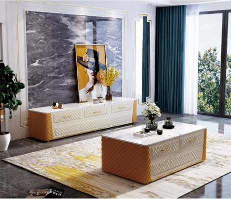 Sideboard TV Lowboard RTV XXL Kast Tafel Woonkamer Hout Marmer