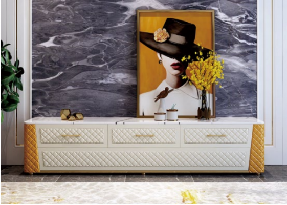 Sideboard TV Lowboard RTV XL Kast Salontafel Marmerimitatie 2-delig