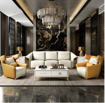 Luxe meubels bankstel bank bank bekleding 3+1+1 banken gele ontwerper