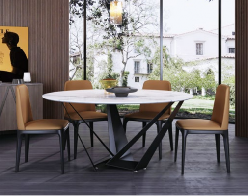 Ontwerp Ronde Tafel 4x Stoelen Eetkamerstoelen Beklede Zitting Ronde Tafels