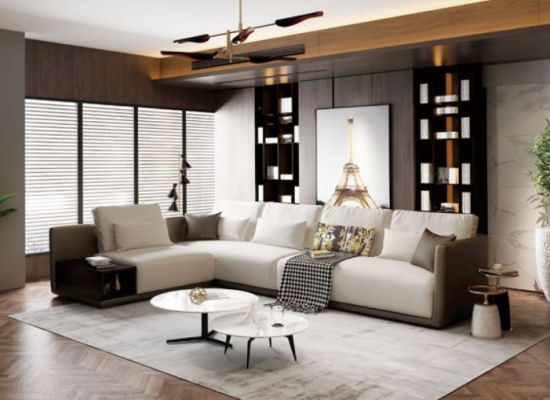 Ontwerper lederen hoekbank hoekbank gestoffeerde hoekbank zithoek decor L-vormige set.