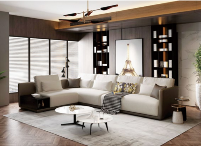 Ontwerper lederen hoekbank hoekbank gestoffeerde hoekbank zithoek decor L-vormige set.