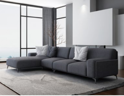 Woonlandschap L-vorm Hoekbank Leer Bankstel Ontwerp Bekleding Set Bank