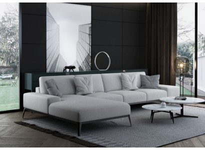 Italiaanse gestoffeerde hoekbank van leder Moderne lounge set Woonslandschap