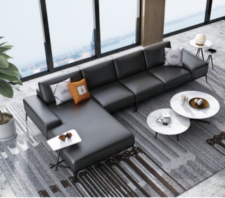 Italiaanse gestoffeerde hoekbank van leder Moderne lounge set Woonslandschap