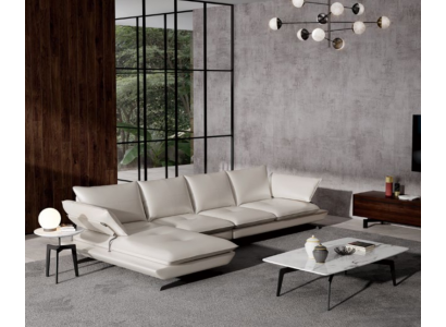 Italiaans gestoffeerde zithoek lederen bankstel Moderne woonlandschap