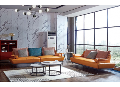 Italiaanse gestoffeerde zitgroep 4+2 set leer Bank Modern Sofa