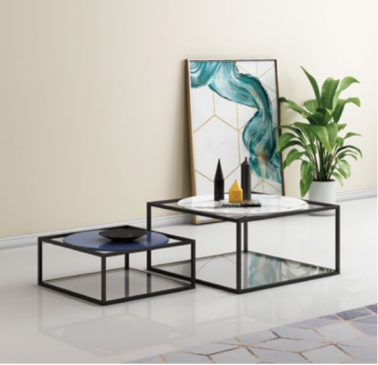 Dubbele set 2x salontafel bijzettafel koffietafel design woonkamertafel