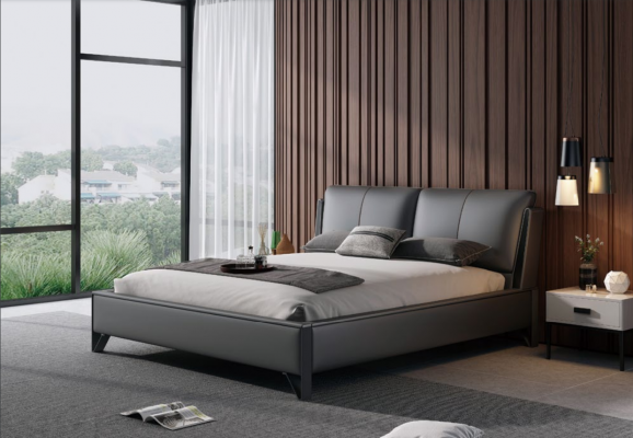 Deco bedbekleding ontwerp luxe dubbele hotelbedden slaapkamer leer