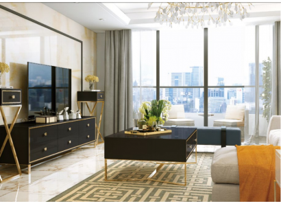 Italiaanse designmeubelen 2 delig set dressoir + salontafel hoogglans