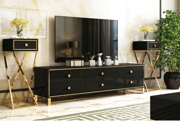 Italiaanse designmeubelen 2 delig set dressoir + salontafel hoogglans