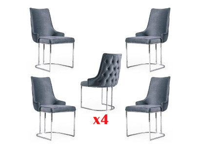 Garnituur 4x stoelen Modern gestoffeerd design Stoelgroep Houten eetstoel
