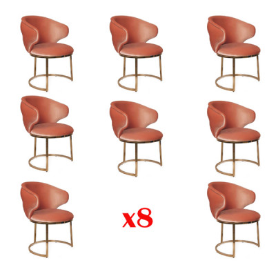 Eetkamer Textiel Set 8x Design Stoel Metalen Armstoel Set Stoelen