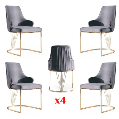 Groep Set 4x Stoelstoel Ontwerp Stof Bekleding Stoelen Horeca Eetkamer