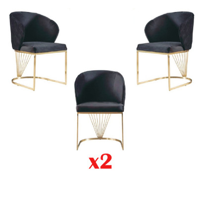 Stoel 2x Stoelen Groep Set Woon Eetkamer Set Modern Stijl Textiel