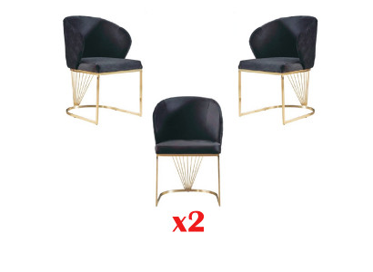 Stoel 2x Stoelen Groep Set Woon Eetkamer Set Modern Stijl Textiel
