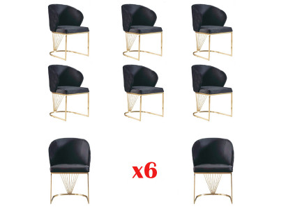 Set 6x Stoel Stoelen Fauteuils Eetkamer Set Hout Modern Groep Meubels
