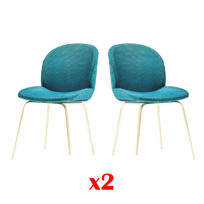 2x Stoel Groep Stoelen Set Textiel Stof Nieuw Gestoffeerde Eetkamer