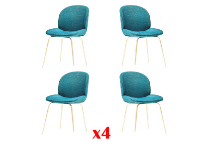 Gevoerde eetkamerstoelen 4x Stoelset Stoffen design