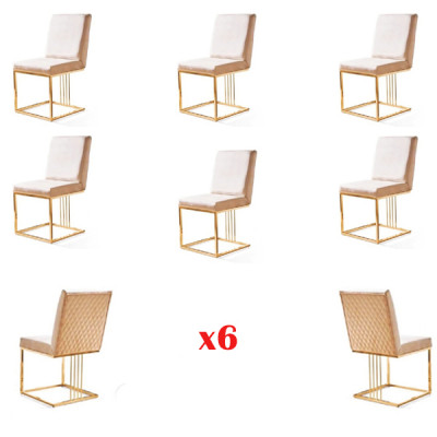 Stel 6x stoel fauteuil ontwerper metaal textiel gestoffeerde stoelen Gastro eetkamer meubels