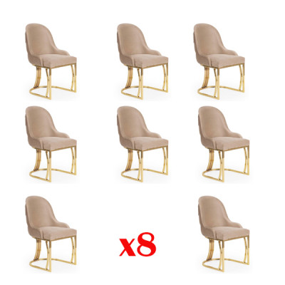 Ontwerpstoelset 8x stoelen Roestvrij staal Textiel Beklede eetkamerstoelen