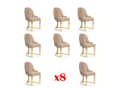 Ontwerpstoelset 8x stoelen Roestvrij staal Textiel Beklede eetkamerstoelen