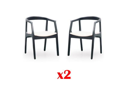 Zet 2x massief houten stoelenset, designstoelen eet- en woonkamer.