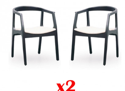 Zet 2x massief houten stoelenset, designstoelen eet- en woonkamer.
